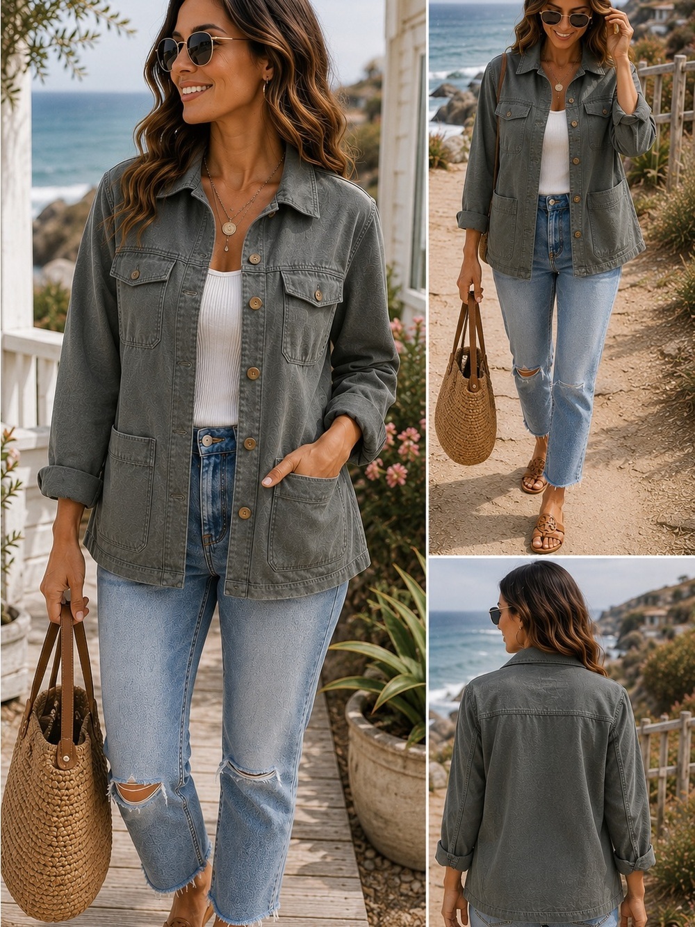 Angels Olive Green Utility Jacket for Women